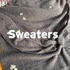 Gray sweater with floral patterns and 'Sweaters' text overlay